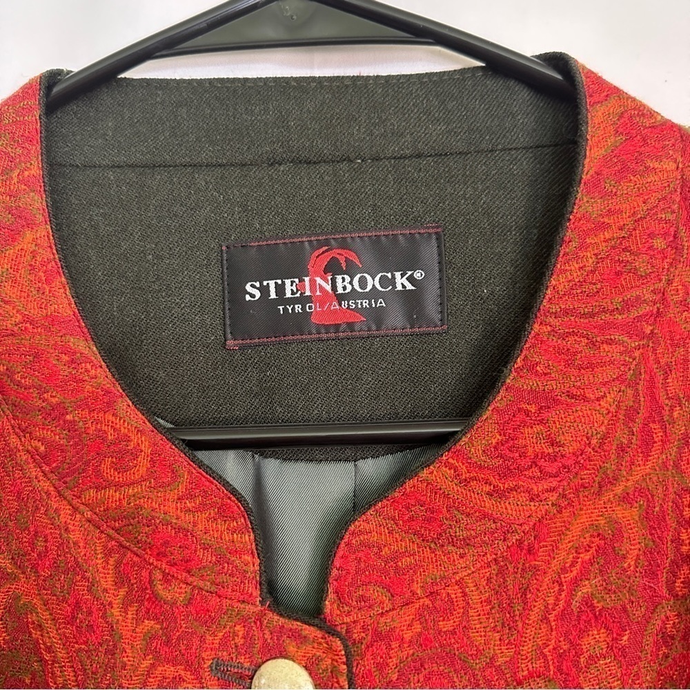 Vintage 80s Steinbock Tyrol Austria Womens Wool Paisley Jacket in Orange sz US20 - Picture 13 of 13
